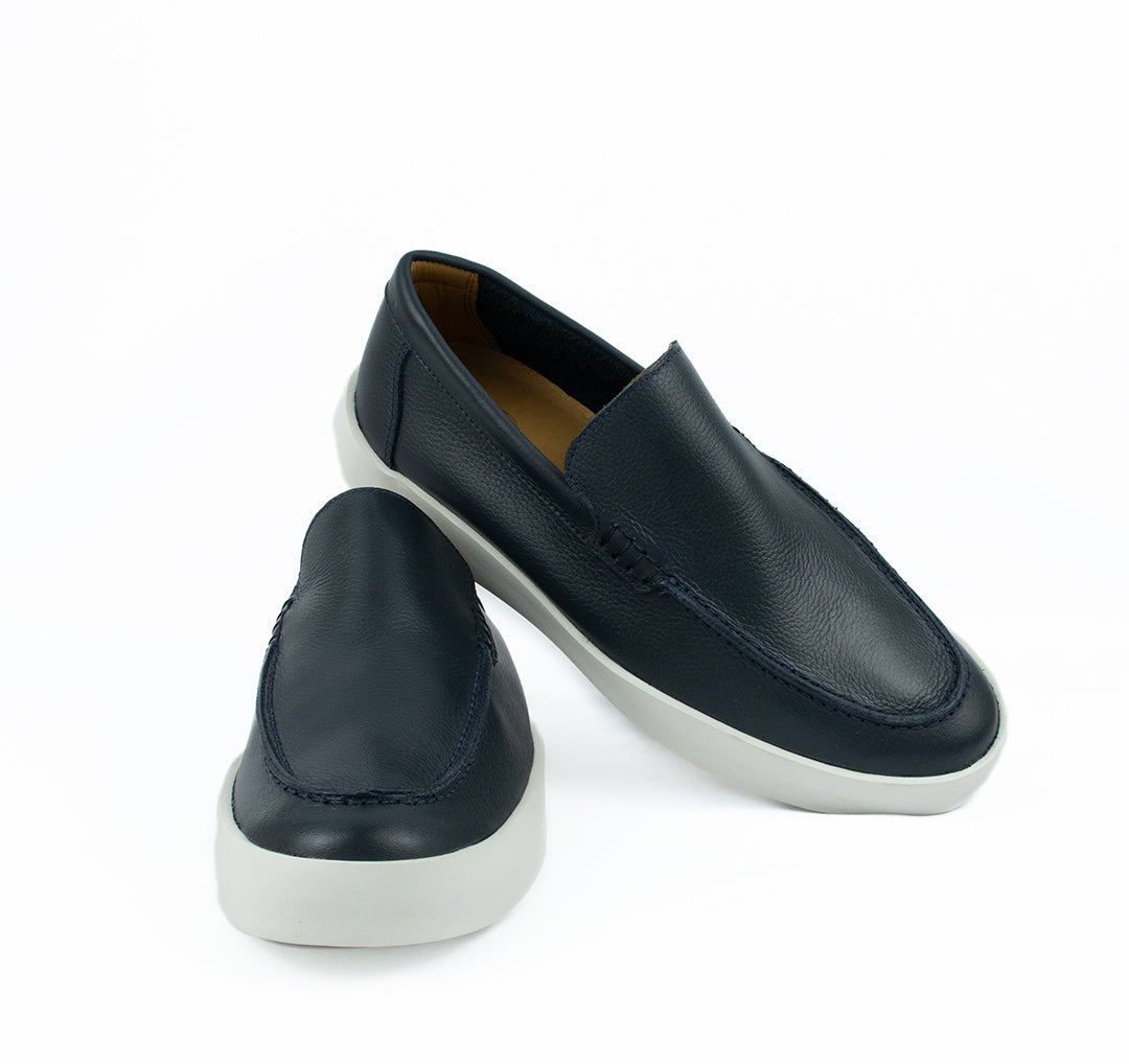 Novo Slip On Float couro Granulado - cor Azul Marinho