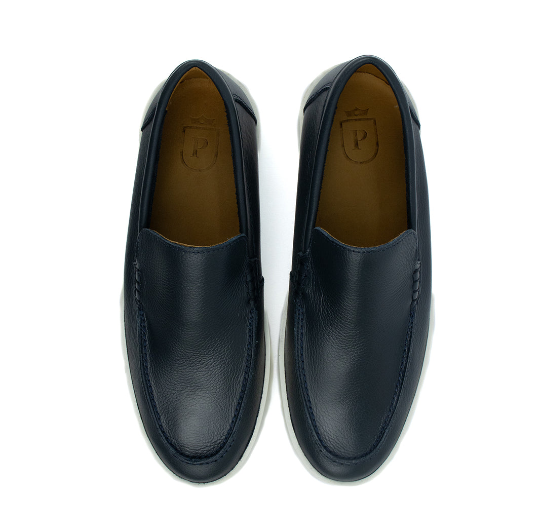 Novo Slip On Float couro Granulado - cor Azul Marinho