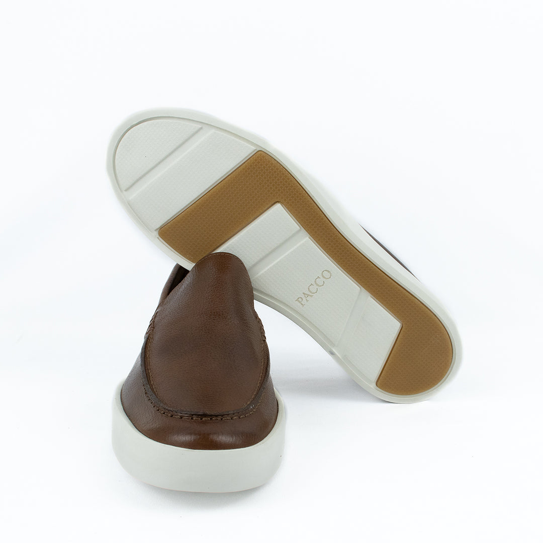 Novo Slip On Float couro Granulado - cor Pinhão
