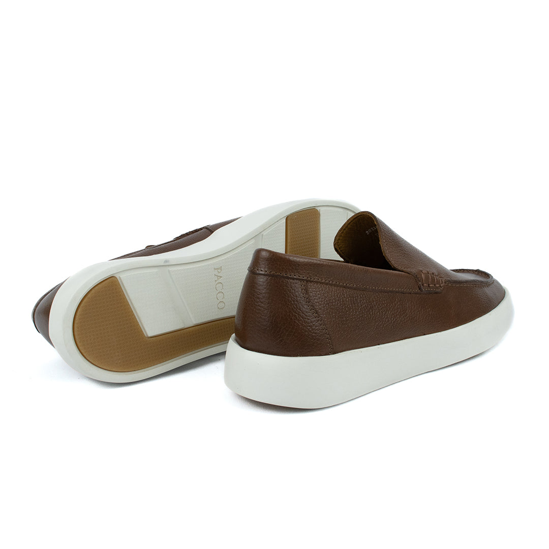 Novo Slip On Float couro Granulado - cor Pinhão
