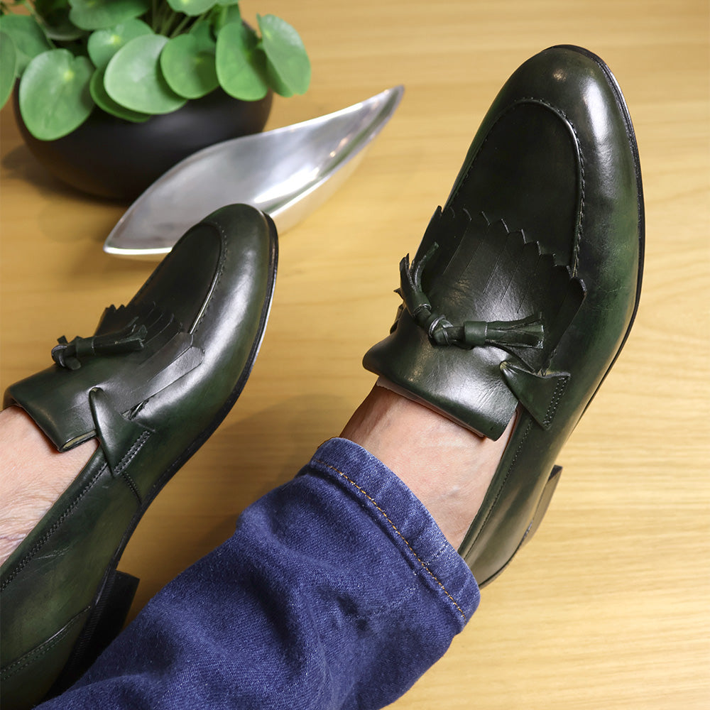 Tassel Loafer com franja Benjamin cor Verde Musgo