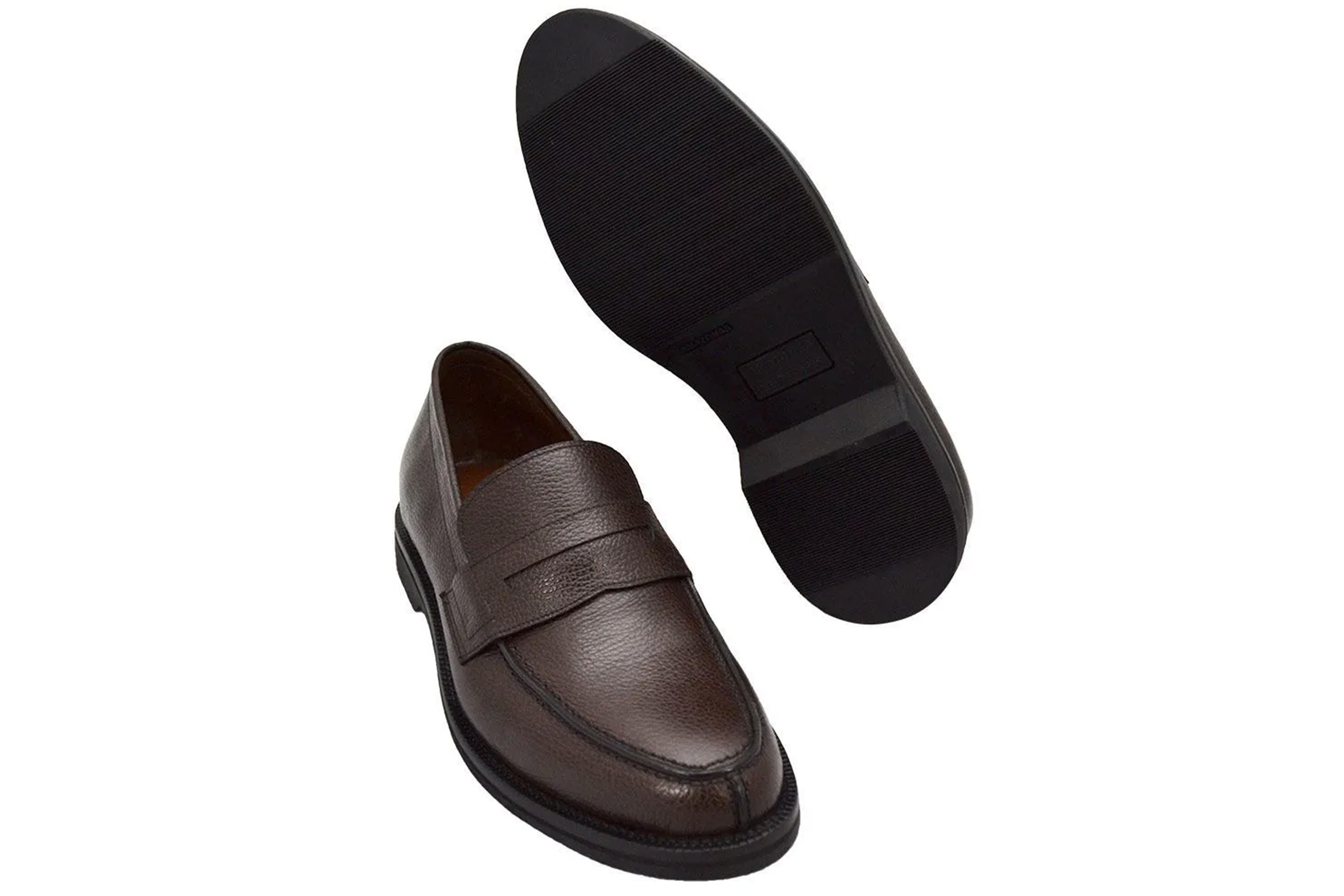 Grained leather loafer - Léon Coffee Brown color