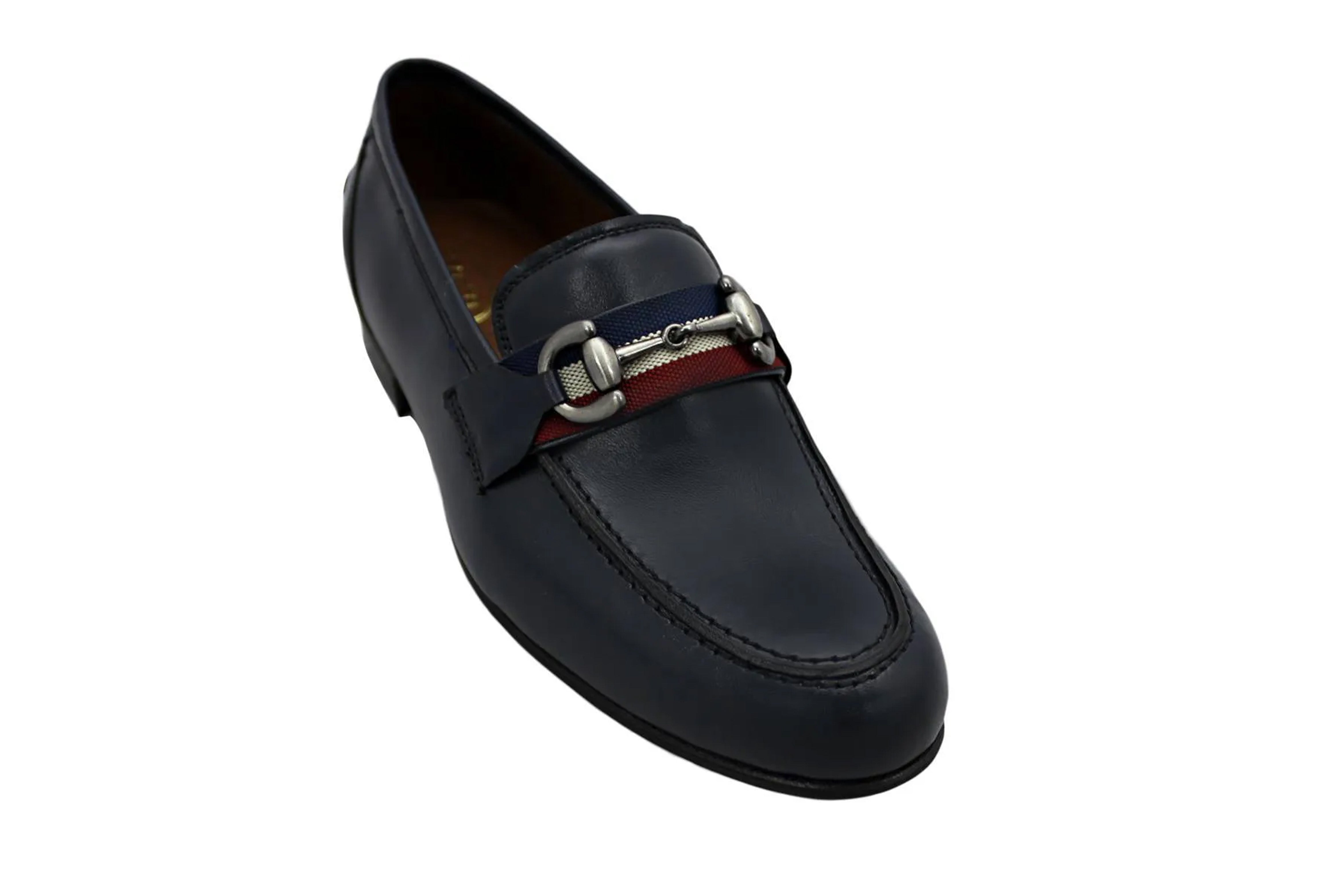 Italian style loafers - Fiore navy blue