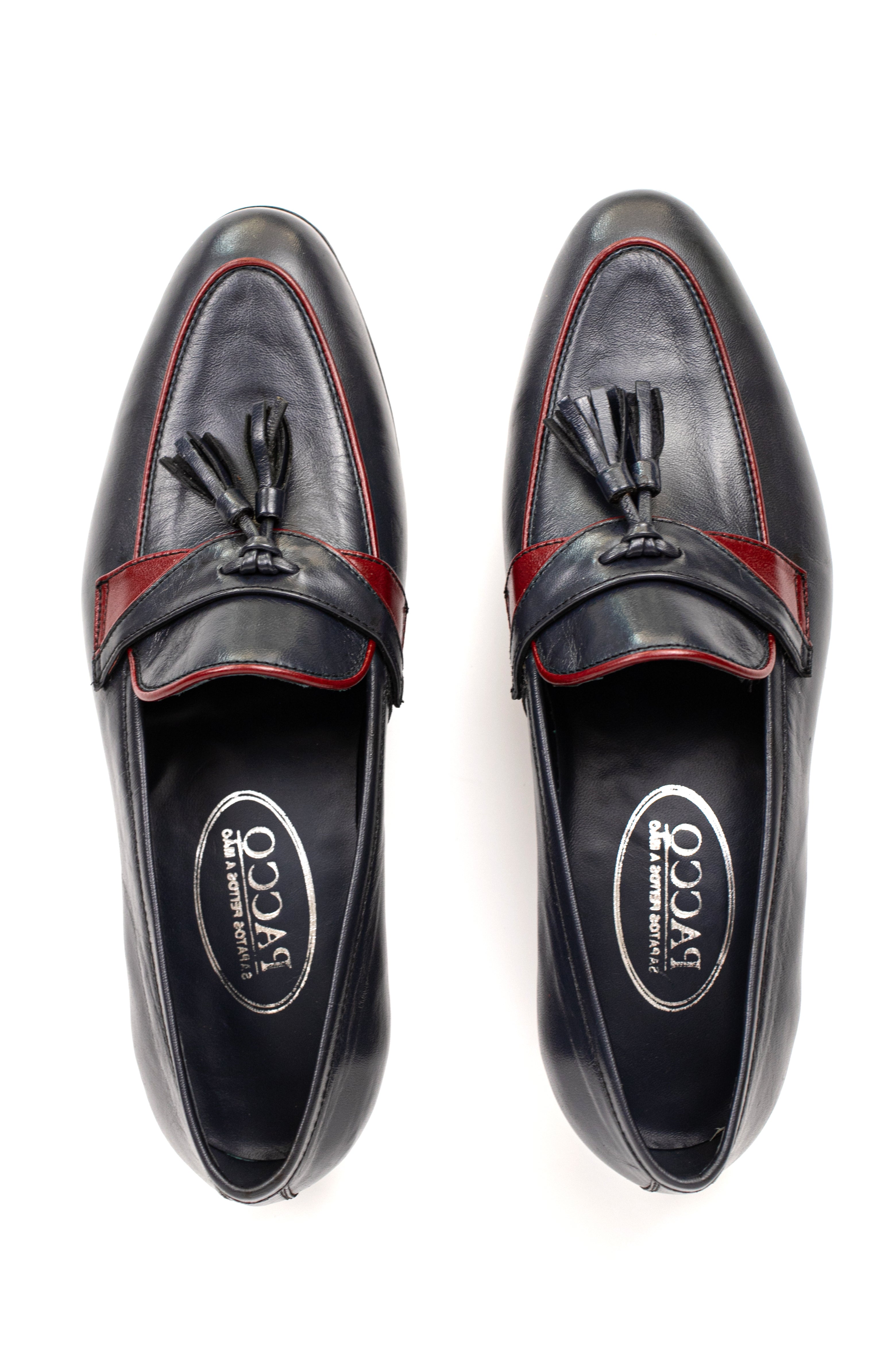 Tassel Loafer created by Pacco - Enrico in Navy Blue with Wine